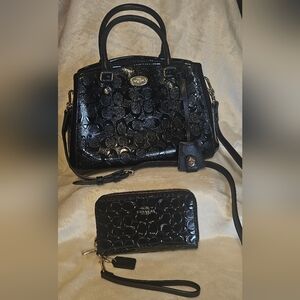 Coach Black Embossed Women's Bag Set